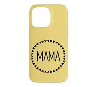 Jaune - Mama Couronne de cœur Minimaliste Circulaire Amour Coque pour iPhone 14 Pro Max