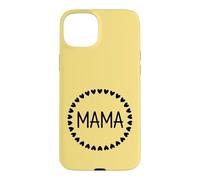 Jaune - Mama Couronne de cœur Minimaliste Circulaire Amour Coque pour iPhone 15 Plus