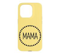 Jaune - Mama Couronne de cœur Minimaliste Circulaire Amour Coque pour iPhone 15 Pro