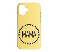 Jaune - Mama Couronne de cœur Minimaliste Circulaire Amour Coque pour iPhone 16
