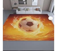 Jaune Marron Tapis Salon 160 x 230 cm, Antidérapant Et Lavable En Machine Tapis, Poil Ras Moderne Décontracté Sportif Football Incroyable Tapis Pour Exterieur Interieur Chambre Salle À Manger Bureau