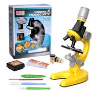 (Jaune) Microscope pour enfants Zoom Laboratoire de biologie LED 1200x Kit d'expérimentation scientifique