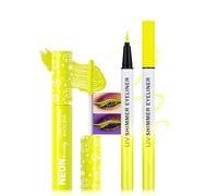 Jaune Neon Mascara & Eyeliner Set, Coloré Mascara Volume Effet Faux Cils, Glitter Liquid Eye Liner, Longue Tenue et Waterproof, Fluorescent Paillette Maquillage Festival Party Halloween Karneval Noël