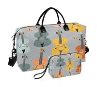 Jaune Orange Bleu Violons Musical Sacs de Voyage Sac de Sport Sac à Main de W nd avec Trousse De Toilette pour Filles Hommes