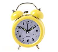Jaune - Réveil rétro fort, Double sonnette, clé mécanique enroulée, pointeur silencieux, horloge, veilleuse