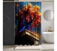 Jaune Rideau Douche 160x200, Arbre de la Vie Rideau de Douche HD Impression Imperméable Lavable en Machine Shower Curtain avec 12 Anneaux Résistant Facile à Installer, Baignoire, Cadeau -zpg25073NK