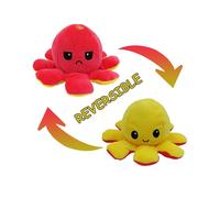 (Jaune + Rose rouge) jouet en peluche poulpe réversible Double face, poupée d'animaux en peluche de