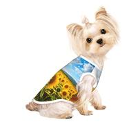 Jaune Sunflowers2 T-shirt d'été pour chien Imprimé tournesols T-shirt extensible pour chiens et chats T-shirt sans manches Débardeur pour chien