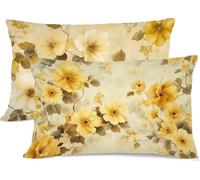 Jaune Taie Oreiller 40 x 60 RéTro Taie d'oreiller 40x60 Protege Oreiller Rectangulaire Housse de Coussin Super Doux Taies D'oreillers Recto Verso Housse Coussin Decoratif, Chambre Lit Decoratif R-481