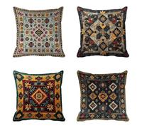 Jaune Taie Oreiller 60 x 60 cm Lot de 4, Housse de Coussin BohêMe Coussin Canape Super Doux avec Fermeture Eclair Cachée Carré Taie Oreiller pour Decoration Maison Chambre, Salon Balcon -hjw2505B7