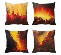 Jaune Taie Oreiller 60 x 60 Lot de 4 Velours Coussin Canape Housse Coussin Flamme Coussins Canapé Coussins Carré Taies D'oreillers Housse Oreiller Exterieur Impermeable, pour Décoration Maison a-395