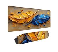 Jaune Tapis de Souris XXL 100 x 50 cm, Tapis Souris Plume sous Main Bureau avec 3MM Bords Cousus, Imperméable Mouse Pad Base en Caoutchouc Antidérapant Surface pour Gamer, PC, Cadeau -hjw2601B7
