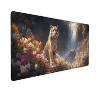 Jaune Tapis de Souris XXL 100x50cm, Tapis Souris Tigre sous Main Bureau avec 3MM Bords Cousus, Imperméable Mouse Pad Base en Caoutchouc Antidérapant Surface pour Gamer, PC, Cadeau -bby2509NU