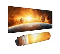 Jaune Tapis de Souris XXL 80 x 30 cm, Tapis Souris PlanèTe sous Main Bureau avec 3MM Bords Cousus, Imperméable Mouse Pad Base en Caoutchouc Antidérapant Surface pour Gamer, PC, Cadeau -hjw2601MN