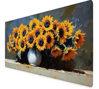 Jaune Tapis de Souris XXL 80x40cm, Tapis Souris Tournesol sous Main Bureau avec 3MM Bords Cousus, Imperméable Mouse Pad Base en Caoutchouc Antidérapant Surface pour Gamer, PC, Cadeau -yym2509TA