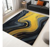 Jaune Tapis Lavable, Réducteur de Bruit Facile à Nettoyer Paillasson, Surréalisme Marbre Texture antidérapant imprimé Tapis pour Salon, Chambre, Bureau 60 x 110 cm