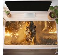Jaune Tigre Tapis de Souris de Jeu, 800x400x3mm XXL Tapis Souris Gaming Grand, Antidérapant Étanche, iExtended Long Clavier Mouse Pad XXL, Accessoire Bureau, pour Gamer, Ordinateur, PC PjY3075 3-D