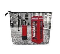 Jaune Tournesol Imprimé Faux Chanvre Trousse de Maquillage - Organisateur de Toilette de Voyage, Rangement Quotidien, Voyage D'affaires Essentiel, Cabine téléphonique rouge de Londres (1), Taille