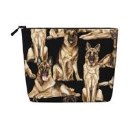 Jaune Tournesol Imprimé Faux Chanvre Trousse de Maquillage - Organisateur de Toilette de Voyage, Rangement Quotidien, Voyage D'affaires Essentiel, Berger allemand, Taille unique
