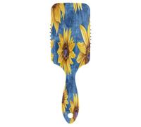 Jaune Tournesols Bleu 3D Brosse à cheveux Brosse démêlante Brosse à cheveux saine, Brosse à cheveux humide et sèche