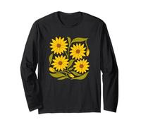 Jaune Tournesols Vintage Fleur Lover Illustration Floral Manche Longue