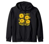 Jaune Tournesols Vintage Fleur Lover Illustration Floral Sweat à Capuche