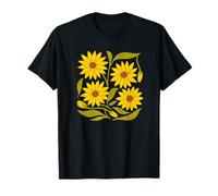 Jaune Tournesols Vintage Fleur Lover Illustration Floral T-Shirt