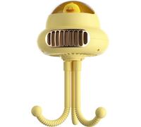 (Jaune) Ventilateur portable sans pales, ventilateur pour poussette, support portable, suspension et emballage, ventilateur USB à 4 vitesses, couverture de sécurité en filet