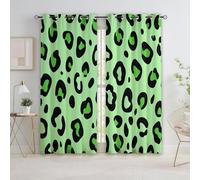 Jaune-Vert Rideau Occultant Thermiques, Motif Léopard Animal Double Rideau Isolant Anti-Bruit, Économie d'Énergie, Opaque Doux et Esthétiques pour Chambre et Salon, Lot de 2, 75 x 166 cm