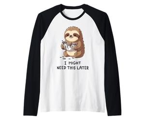 J'aurai Peut-être Besoin d'un café Plus Tard - Lazy Sloth Caffeine Fix Manche Raglan
