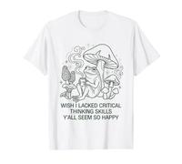 J'aurais aimé ne Pas Avoir de capacités de pensée Critique, Vous semblez Tous si Heureux T-Shirt Graphique avec Valeur, Homme, Blanc, M