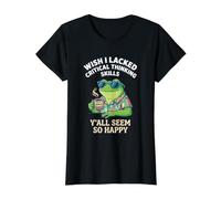 J'aurais aimé ne Pas Avoir de capacités de pensée Critique, Vous semblez Tous si Heureux T-Shirt Graphique avec Valeur, Femme, Noir, L
