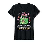 J'aurais aimé ne Pas Avoir de capacités de pensée Critique, Vous semblez Tous si Heureux T-Shirt Graphique avec Valeur, Femme, Noir, S