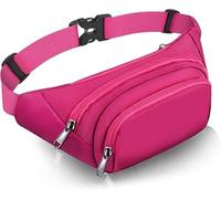 JAUSFETS Sac banane pour homme et femme - Grande capacité - 3 poches - Étanche - Extensible - Convient à un iPad de 20 cm et un téléphone de 16,6 cm - Cadeau idéal pour le sport et les voyages, rose