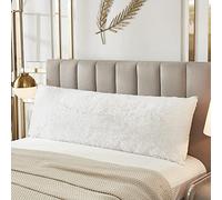 JAUXIO Housse de Coussin en Fausse Fourrure Duveteuse en Peluche à Poils Longs, taie d'oreiller Ultra Douce et Confortable, avec Fermeture éclair, 53,3 x 137,2 cm, Blanc