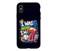 J'avais 6 Ans, Maintenant J'Ai 7 Ans, 7e Anniversaire, Ice Cream Drip Baseball pour garçons Coque pour iPhone X/XS