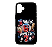 J'avais 6 Ans, Maintenant J'Ai 7 Ans, 7e Anniversaire, Ice Cream Drip Baseball pour garçons Coque pour iPhone 16 Plus