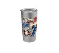 J'avais 6 ans, maintenant j'ai 7 ans, 7e anniversaire, Ice Cream Drip Baseball pour garçons Gobelet isotherme en acier inoxydable double paroi