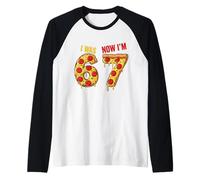 J'avais 6 Ans Maintenant J'Ai 7 Ans Birthday Pizza Boys Kids 67 Meme Six Seven Manche Raglan