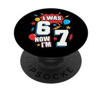 J'avais 6 Ans Maintenant, J'Ai 7 Ans, C'est drôle, 7e Anniversaire, Six, Sept Ans PopSockets PopGrip Adhésif