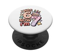 J'avais 6 Ans, Maintenant J'Ai 7 Ans, drôle, 7 Ans, Filles, Enfants, garçons PopSockets PopGrip Adhésif