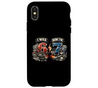 J'avais 6 Ans Maintenant J'Ai 7 Ans Motorcycle Racing Biker 67 Meme Birthday Coque pour iPhone X/XS