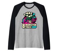 J'avais 7 Ans, Maintenant J'Ai 8 Ans, Monster Drip Truck, Anniversaire, Enfant, garçon Manche Raglan
