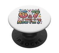 J'avais Six Ans Maintenant J'Ai Sept Ans Autism Easter 67 Meme 7e Anniversaire PopSockets PopGrip Adhésif