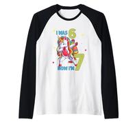 J'avais Six Ans, Maintenant Je suis Sept Licorne 67, mème, 7e Anniversaire, garçons Manche Raglan