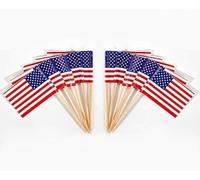 JAVD CYPS Lot de 100 curedents en forme de drapeau américain américain petits drapeaux pour cupcakes 4 juillet jour des vétérans pics de campagne décoration de fête cocktail nourriture bar gâteau