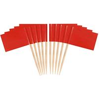 JAVD CYPS Lot de 100 drapeaux vierges pour cure-dents de couleur (rouge) - Marqueurs de fromages aux fruits - Petits bâtonnets - Décorations vierges pour cupcakes - Cure-dents - Drapeaux rouges