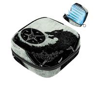 JAVENPROEQT 1 sac de rangement pour serviettes hygiéniques, grand organiseur de serviettes hygiéniques, sac réutilisable pour les premières règles pour filles et femmes - 17 x 17 x 12 cm/noir loup art