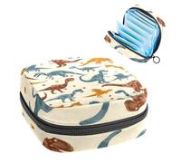 JAVENPROEQT 1 sac de rangement pour serviettes hygiéniques, grand sac réutilisable pour première période pour filles et femmes - 17 x 17 x 12 cm - Dinosaures sans couture, Multicolore, 4.7x6.6x6.6