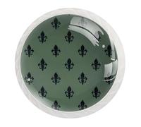 JAVENPROEQT Lot de 12 boutons de porte en cristal de 35 mm avec vis pour tiroir, armoire, maison, chambre à coucher, chambre d'enfant, décoration sans couture motif fleur de lys bleu marine sur fond